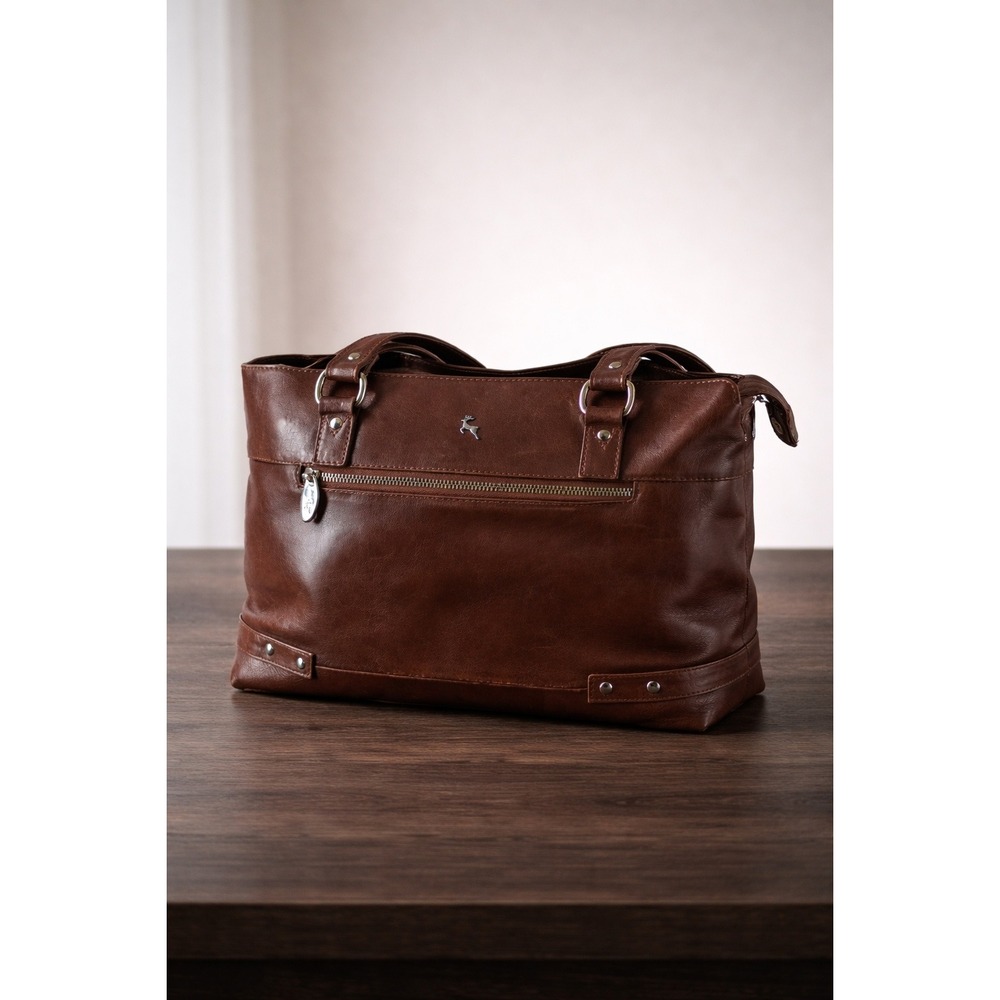 Ashwood Handtasche Velutto Eleganza Brown Leather Tote Bag‎